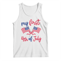 My First 4th of July Crossed American Flags Bow Tank Top Patriotic Baby Girl Holiday Milestone