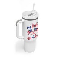 My First 4th of July Crossed American Flags Bow Tumbler With Handle Patriotic Baby Girl Holiday Milestone