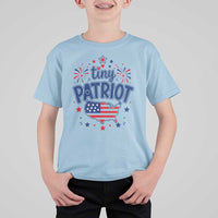 Tiny Patriot 4th of July Fireworks T Shirt For Kid USA Map American Flag Red White and Blue Patriotic Holiday