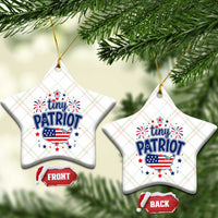 Tiny Patriot 4th of July Fireworks Ceramic Ornament USA Map American Flag Red White and Blue Patriotic Holiday