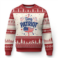 Tiny Patriot 4th of July Fireworks Ugly Christmas Sweater USA Map American Flag Red White and Blue Patriotic Holiday