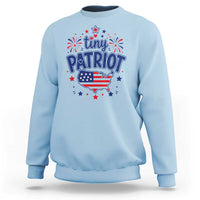 Tiny Patriot 4th of July Fireworks Sweatshirt USA Map American Flag Red White and Blue Patriotic Holiday