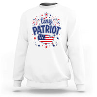 Tiny Patriot 4th of July Fireworks Sweatshirt USA Map American Flag Red White and Blue Patriotic Holiday