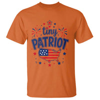 Tiny Patriot 4th of July Fireworks T Shirt USA Map American Flag Red White and Blue Patriotic Holiday