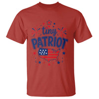 Tiny Patriot 4th of July Fireworks T Shirt USA Map American Flag Red White and Blue Patriotic Holiday