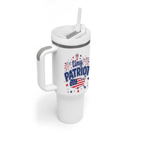 Tiny Patriot 4th of July Fireworks Tumbler With Handle USA Map American Flag Red White and Blue Patriotic Holiday
