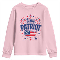Tiny Patriot 4th of July Fireworks Youth Sweatshirt USA Map American Flag Red White and Blue Patriotic Holiday