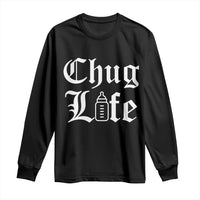 Chug Life Funny Baby Milk Bottle Graphic Long Sleeve Shirt Hip Hop Parody Milestone Gift