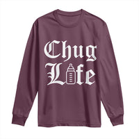 Chug Life Funny Baby Milk Bottle Graphic Long Sleeve Shirt Hip Hop Parody Milestone Gift