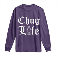 Chug Life Funny Baby Milk Bottle Graphic Long Sleeve Shirt Hip Hop Parody Milestone Gift
