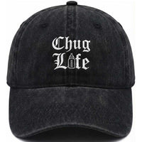 Chug Life Funny Baby Milk Bottle Graphic Washed Cotton Baseball Cap Hip Hop Parody Milestone Gift