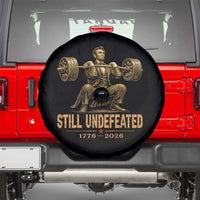 Funny Abraham Lincoln Squatting Barbell Semiquincentennial Spare Tire Cover Still Undefeated 1776 to 2026 Muscular President Gym Bodybuilder