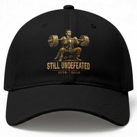 Funny Abraham Lincoln Squatting Barbell Semiquincentennial Baseball Cap Still Undefeated 1776 to 2026 Muscular President Gym Bodybuilder