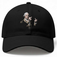 Funny George Washington Middle Fingers Rebel Portrait Baseball Cap Edgy Classic Oil Painting Parody Patriotic Humor Graphic