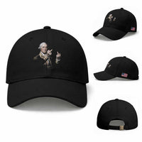 Funny George Washington Middle Fingers Rebel Portrait Baseball Cap Edgy Classic Oil Painting Parody Patriotic Humor Graphic