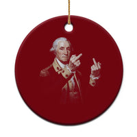 Funny George Washington Middle Fingers Rebel Portrait Ceramic Ornament Edgy Classic Oil Painting Parody Patriotic Humor Graphic