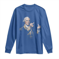 Funny George Washington Middle Fingers Rebel Portrait Long Sleeve Shirt Edgy Classic Oil Painting Parody Patriotic Humor Graphic