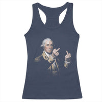 Funny George Washington Middle Fingers Rebel Portrait Racerback Tank Top Edgy Classic Oil Painting Parody Patriotic Humor Graphic
