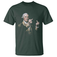 Funny George Washington Middle Fingers Rebel Portrait T Shirt Edgy Classic Oil Painting Parody Patriotic Humor Graphic