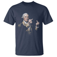 Funny George Washington Middle Fingers Rebel Portrait T Shirt Edgy Classic Oil Painting Parody Patriotic Humor Graphic