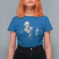 Funny George Washington Middle Fingers Rebel Portrait T Shirt For Women Edgy Classic Oil Painting Parody Patriotic Humor Graphic