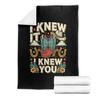 Retro Coastal Cowgirl I Knew It I Knew You Throw Blanket Pink Boots Vintage Country Pop Music Western Floral Graphic