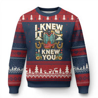 Retro Coastal Cowgirl I Knew It I Knew You Ugly Christmas Sweater Pink Boots Vintage Country Pop Music Western Floral Graphic