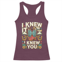 Retro Coastal Cowgirl I Knew It I Knew You Racerback Tank Top Pink Boots Vintage Country Pop Music Western Floral Graphic