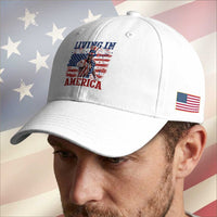 Living In America Funny Patriotic Heavyweight Boxer Baseball Cap Vintage Distressed Flag Uncle Sam Hat Boxing Champion