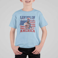 Living In America Funny Patriotic Heavyweight Boxer T Shirt For Kid Vintage Distressed Flag Uncle Sam Hat Boxing Champion