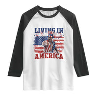 Living In America Funny Patriotic Heavyweight Boxer Raglan Shirt Vintage Distressed Flag Uncle Sam Hat Boxing Champion