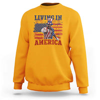 Living In America Funny Patriotic Heavyweight Boxer Sweatshirt Vintage Distressed Flag Uncle Sam Hat Boxing Champion