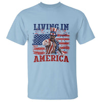 Living In America Funny Patriotic Heavyweight Boxer T Shirt Vintage Distressed Flag Uncle Sam Hat Boxing Champion