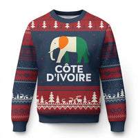 Proud Côte d'Ivoire Elephant Ivory Coast Flag Ugly Christmas Sweater Ivorian Pride Retro Souvenir