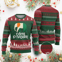 Proud Côte d'Ivoire Elephant Ivory Coast Flag Ugly Christmas Sweater Ivorian Pride Retro Souvenir
