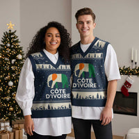 Proud Côte d'Ivoire Elephant Ivory Coast Flag V-Neck Knit Sweater Vest Ivorian Pride Retro Souvenir