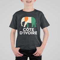 Proud Côte d'Ivoire Elephant Ivory Coast Flag T Shirt For Kid Ivorian Pride Retro Souvenir