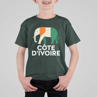 Proud Côte d'Ivoire Elephant Ivory Coast Flag T Shirt For Kid Ivorian Pride Retro Souvenir
