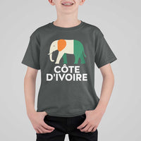 Proud Côte d'Ivoire Elephant Ivory Coast Flag T Shirt For Kid Ivorian Pride Retro Souvenir