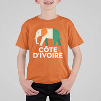 Proud Côte d'Ivoire Elephant Ivory Coast Flag T Shirt For Kid Ivorian Pride Retro Souvenir