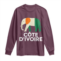Proud Côte d'Ivoire Elephant Ivory Coast Flag Long Sleeve Shirt Ivorian Pride Retro Souvenir