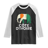 Proud Côte d'Ivoire Elephant Ivory Coast Flag Raglan Shirt Ivorian Pride Retro Souvenir