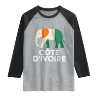 Proud Côte d'Ivoire Elephant Ivory Coast Flag Raglan Shirt Ivorian Pride Retro Souvenir