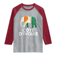 Proud Côte d'Ivoire Elephant Ivory Coast Flag Raglan Shirt Ivorian Pride Retro Souvenir