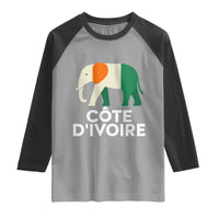 Proud Côte d'Ivoire Elephant Ivory Coast Flag Raglan Shirt Ivorian Pride Retro Souvenir