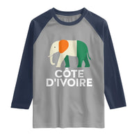 Proud Côte d'Ivoire Elephant Ivory Coast Flag Raglan Shirt Ivorian Pride Retro Souvenir