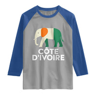 Proud Côte d'Ivoire Elephant Ivory Coast Flag Raglan Shirt Ivorian Pride Retro Souvenir