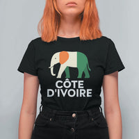 Proud Côte d'Ivoire Elephant Ivory Coast Flag T Shirt For Women Ivorian Pride Retro Souvenir