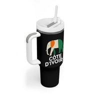 Proud Côte d'Ivoire Elephant Ivory Coast Flag Tumbler With Handle Ivorian Pride Retro Souvenir
