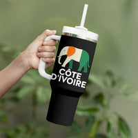 Proud Côte d'Ivoire Elephant Ivory Coast Flag Tumbler With Handle Ivorian Pride Retro Souvenir